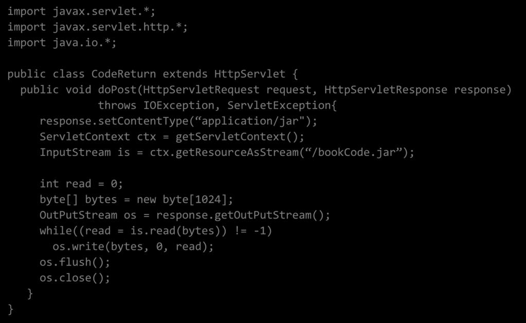 IOException, ServletException{ response.setcontenttype( application/jar"); ServletContext ctx = getservletcontext(); InputStream is = ctx.