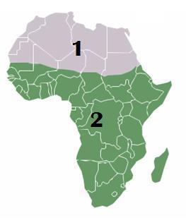 11) Com base nas informações, qual é a região representada pelo número 1? Cite suas principais características. 12) Com base nas informações, qual é a região representada pelo número 2?