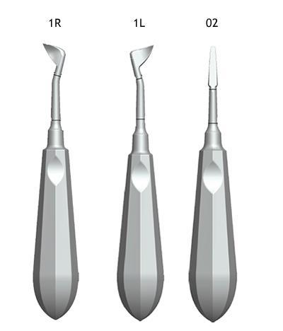 INSTRUMENTAIS PARA CIRURGIA: ALAVANCAS SELDIN: Existem três (1R, 1L e 2) e todas tem a função de luxar o dente e expandir o alvéolo antes da extração.