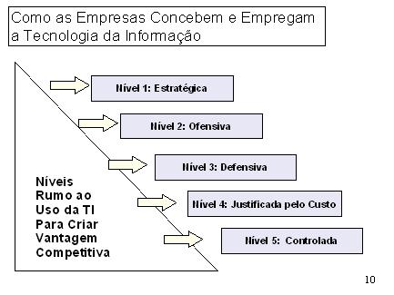 Fonte: O'BRIEN, 2004. Nível 5: Controlada Neste nível as empresas encaram a computação como despesa. A administração não está disposta a investir em computação, sem falar nos sistemas de informação.