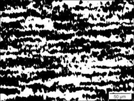 93 (a) (b) (c) Figura 104: Micrografias com aumento de 20x e ataque Beraha da seção transversal, sendo as regiões pretas correspondentes à fase ferrita e as brancas à fase austenita.