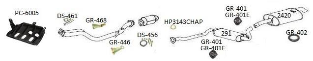 VOLKSWAGEN CATÁLOGO DE PRODUTOS - VOLKSWAGEN SAVEIRO 1.6/1.8-95/96 - (GERAÇÃO I - QUADRADO) COM CATALISADOR 2444 SAVEIRO 1.6/1.8-95/96 - (GI - QUADRADO) COM CATALISADOR - Sil Traseiro Original 288,00 GR-401 SAVEIRO 1.