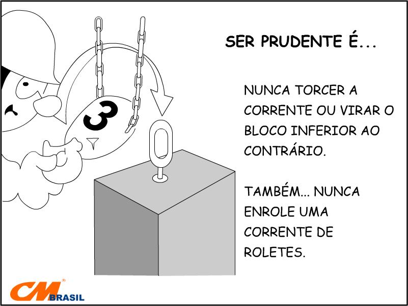 Estudar o Manual do Fabricante, mesmo que você seja um operacor experiente em movimentacão de cargas. Manter sempre a talha centralizada sobre a carga antes do içamento.