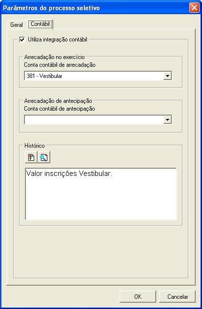 Contato solicitado na inscrição WEB: Selecionar quais serão os contatos exigidos na inscrição. Vincular: Selecionar na lista quais os contatos serão solicitados.