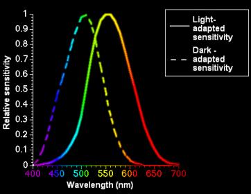 sensibilidade relativa Sensibilidade do olho humano adaptado à luz adaptado ao