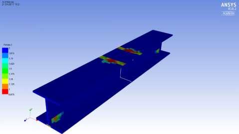 Resultados e Discussão A partir da modelagem utilizando o ANSYS, foi possível determinar o número de camadas, orientações das fibras e a geometria que melhor aguentaria a carga exigida com o menor