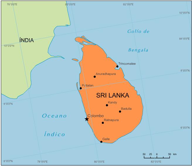 Dados Básicos Sri Lanka é uma ilha no Oceano Índico, localizada no sul da Índia e na entrada do Golfo de Bengala.