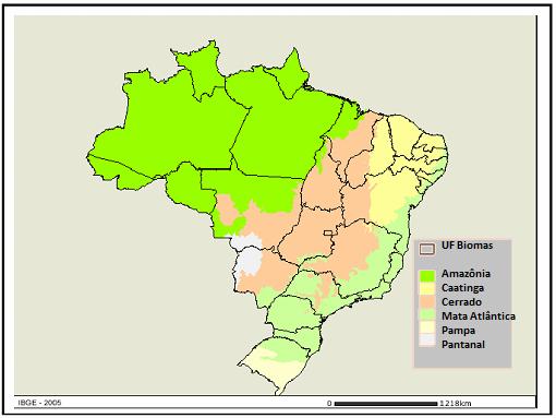 mais de 1.600 m, na Chapada dos Veadeiros (GO) (Ribeiro & Walter, 2008; Oliveira- Filho & Ratter, 2002).