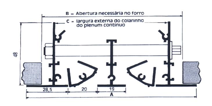 Cores: ADL ESCOAMENTO LAMINAR Perfis em Alumínio anodizado fosco natural ou pintados de preto ou branco. Aletas em Alumínio Anodizado Fosco Preto.