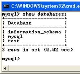 Bancos de dados O MySQL já vem com dois bancos de dados