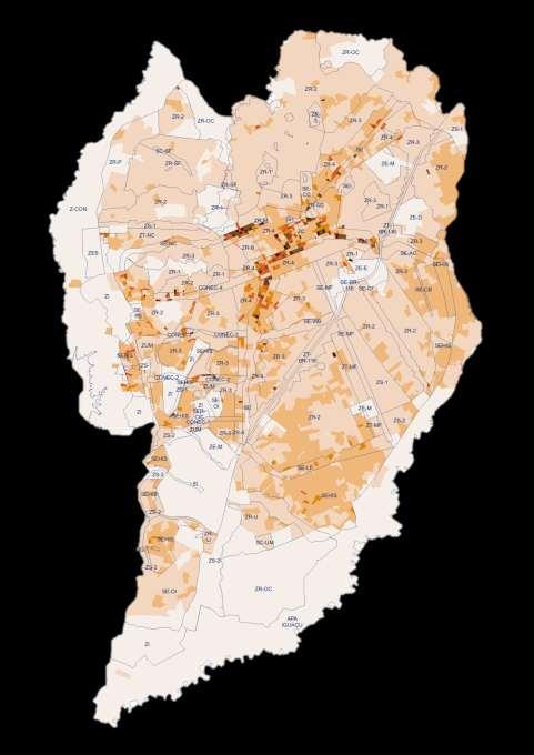 DOMICÍLIOS POR HECTARE OCUPAÇÃO MÁXIMA PREVISTA CENSO 2010 LEGENDA ZONEAMENTO DOMICÍLIOS POR HECTARE 0-4 5-25 26-65 66-80 81-120 121-200 Acima de 200 A classificação baseia-se nos parâmetros