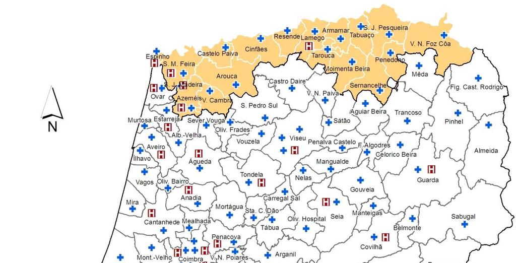 4. REDE DE CUIDADOS DE SAÚDE Em Dezembro de 2008, a ARS Centro dispunha de 20 hospitais e de 109 centros de saúde na sua rede de cuidados de saúde.