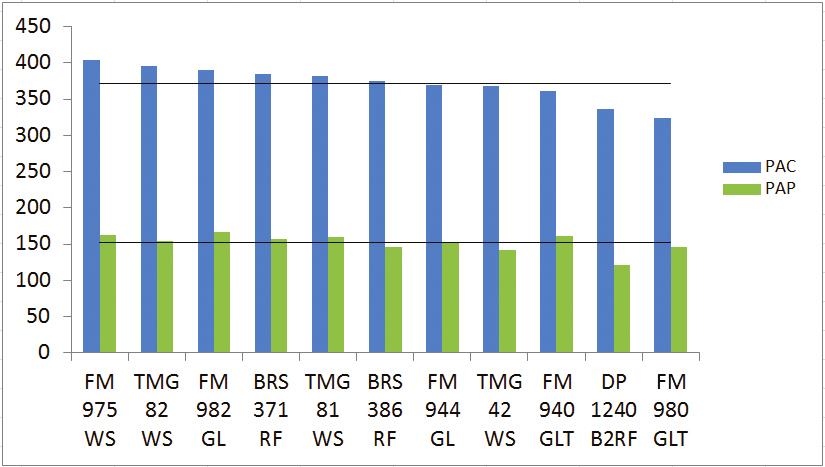 Pág. 05 Avaliações de Cultivares de Algodão no Cerrado da Bahia - Resultados das Safras 2014/15 e 2015/16 Tabela 4 Resultados médios das avaliações efetuadas na UD localizada na Faz. Mizote sede.