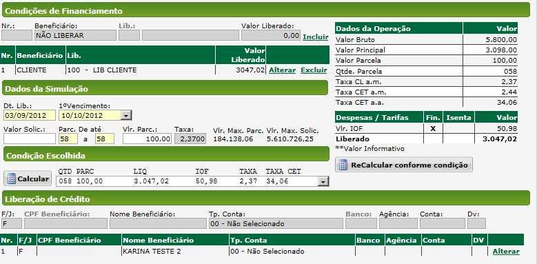 Caso tenha calculado mais de um prazo, selecione o prazo desejado. 1.