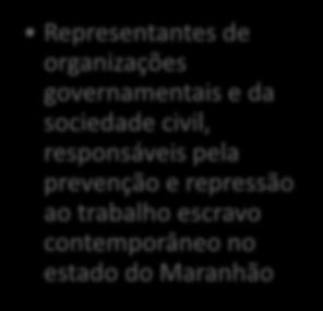 escravo contemporâneo no estado do Maranhão; Representantes de organizações governamentais e da