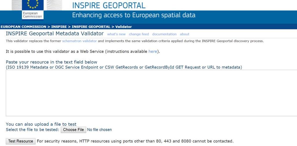 Qualidade dos metadados Validador do INSPIRE Acesso em http://inspire-geoportal.ec.europa.