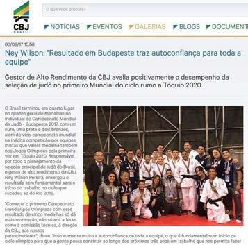 RELATÓRIO DE COMUNICAÇÃO E IMPRENSA As medalhas de ouro do Brasil nos Mundiais Sub- 18 e Sub-21 também tiveram destaque na imprensa nacional graças ao esforço na