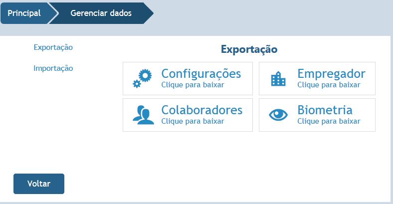 8. TELA DADOS Permite realizar a exportação e importação de dados no equipamento. 8.1. Exportação de Dados Realiza exportação dos dados do equipamento.