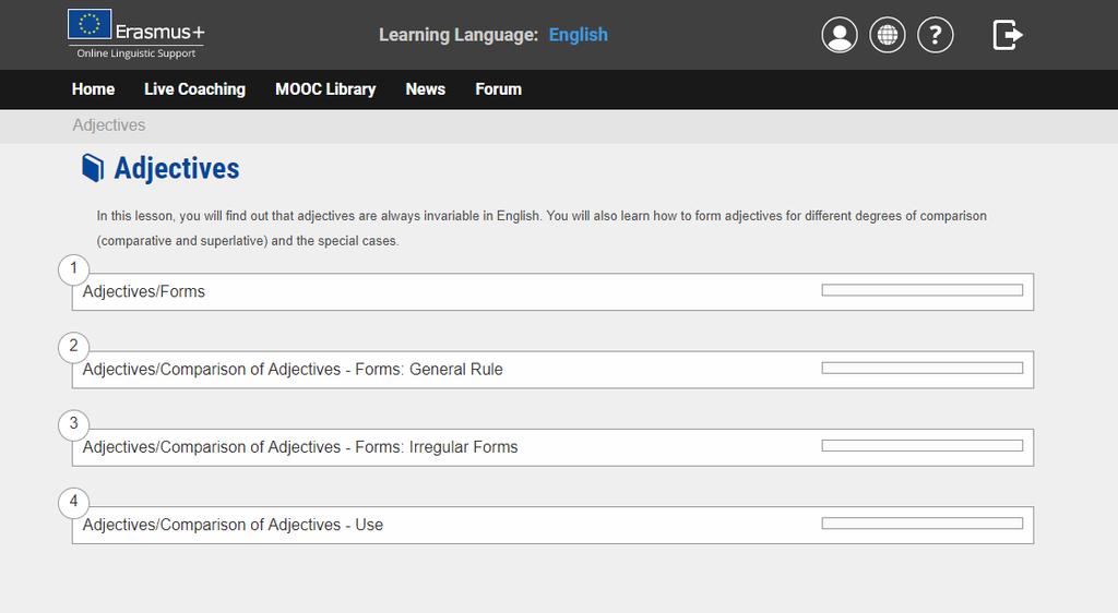 B. Regras e exercícios de gramática Clique no título de uma secção para aceder à