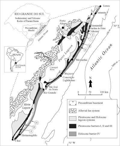 DILLENBURG SR, TOMAZELLI LJ, HESP PA, BARBOZA EG, CLEROT LCP and SILVA DB. 2005. Stratigraphy and evolution of a prograded transgressive dunefield barrier in southern Brazil. 2002.