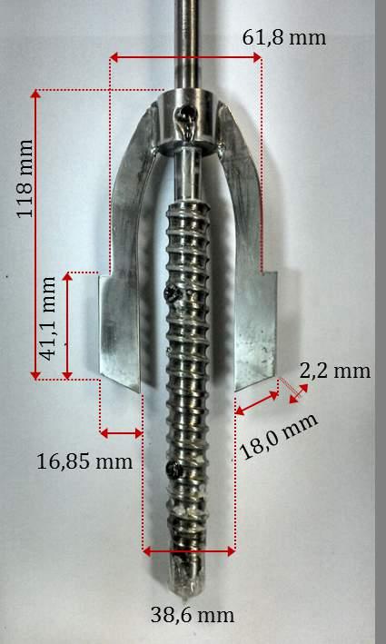 Apêndice A - Análise do Sistema de Agitação Figura A.2: Dimensões características do impelidor do tipo âncora.