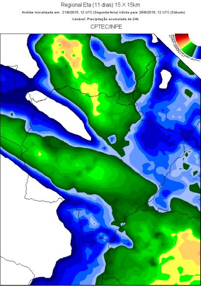 br Previsão do tempo para o Mato Grosso do Sul De acordo com o modelo Regional ETA (11 dias) 15 X 15 km, a previsão