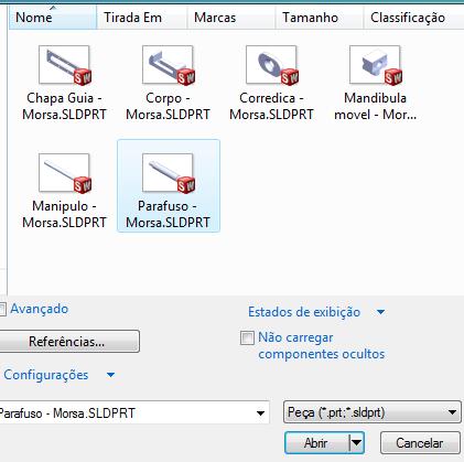 1 Selecionar a aba Montagem no Command Manager. 2 Clicar sobre o comando Inserir Componentes.