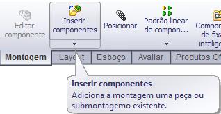 Para inserir o primeiro componente na montagem, clique sobre ele na lista de documentos abertos no Property Manager do comando Inserir Componente.