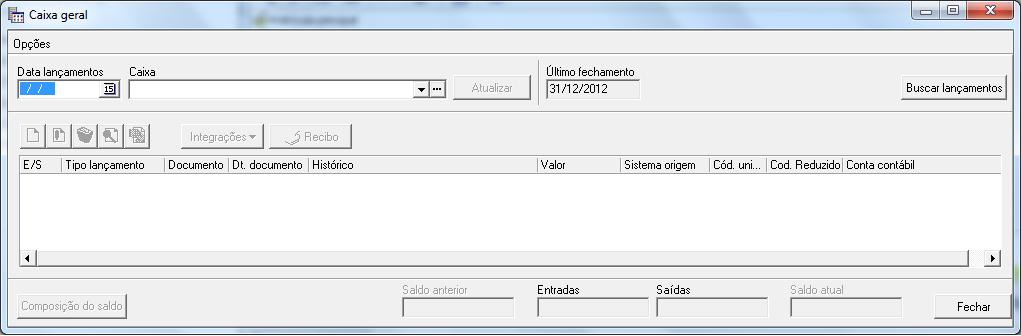 Além de incluir lançamentos no Caixa geral, é possível realizar integrações com outros módulos do sistema, a fim de realizar as movimentações (ver item cadastro de lançamentos desse manual).