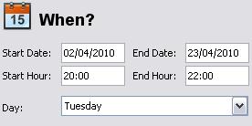 A categoria quando possui propriedades que definem data e hora inicial e final, e o dia da semana (Figura 2.39).