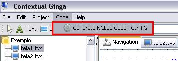 2.6 Geração de Código 20 Figura 2.46: Gerar código NCLua. Figura 2.47: Confirmação para salvar projeto.