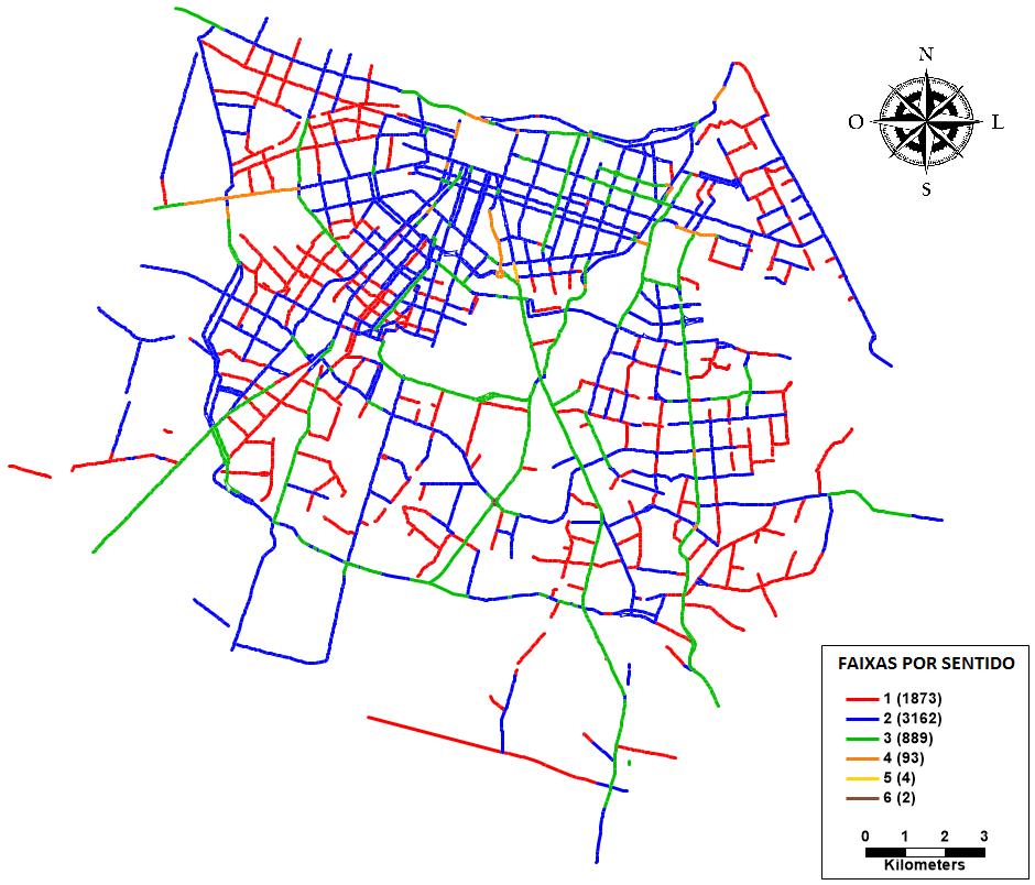 Durante a subetapa de inserção da quantidade de faixas por sentido em cada via, foram desconsideradas as faixas exclusivas ao transporte público devido a identificação de alguns problemas na