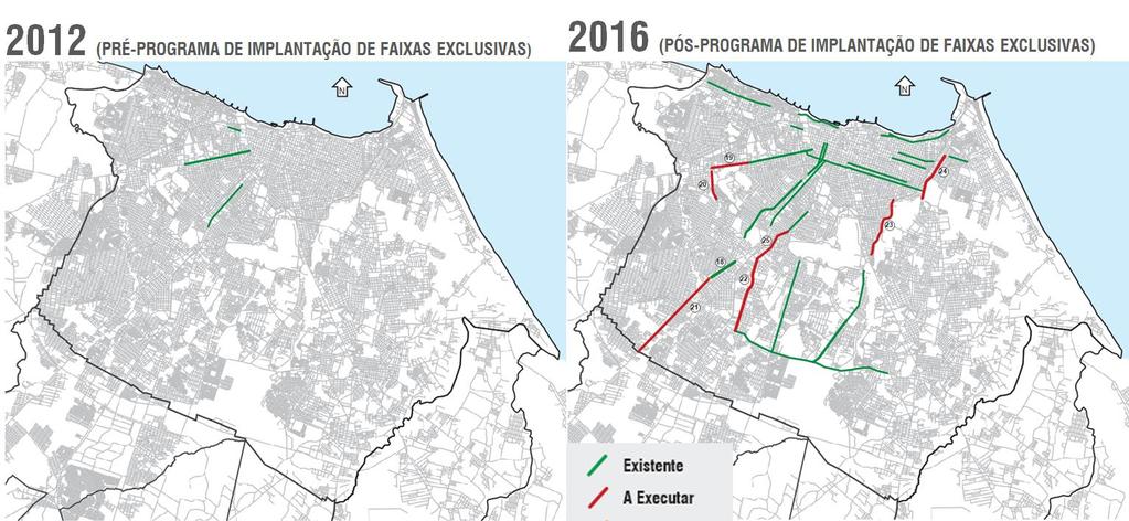 Figura 01: Comparação entre os mapas de faixas exclusivas para os períodos de Jan/2012 e Jan/2016 4.