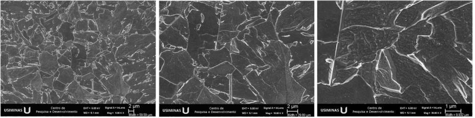No PT9, a região dos grãos finos, observa-se ferrita com segunda fase, provavelmente bainita, conforme Figura 83. Figura 83: Microestrutura região dos grãos finos (PT9).