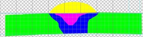 161 Figura 110: Geometria da junta soldada com ER110S-G suas áreas marcadas em cores utilizando o Photoshop. Fonte: Elaborado pela autora deste trabalho.