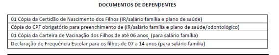 Cópia do CPF (Frente e verso) A ausência de qualquer documento inviabiliza a