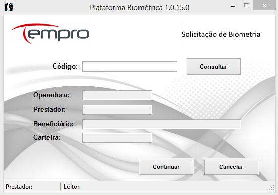 10 4. Utilização da Plataforma Biométrica O primeiro passo é no Autorizador Web. Informe o Número da Carteira, clique na opção Solicitar.