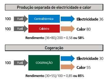 Introdução A produção combinada permite que o consumo de energia primária seja menor comparativamente com a produção separada de calor e energia eléctrica, podendo essa diferença de eficiência e