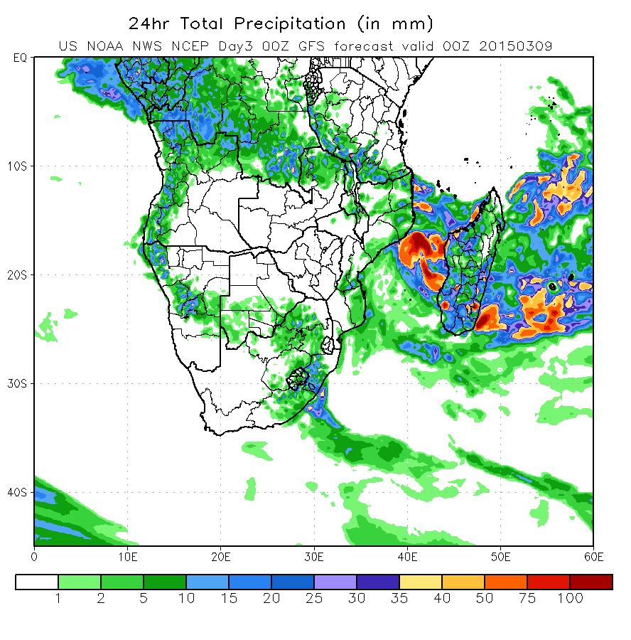 precipitação em 24 horas), na faixa costeira das províncias de Nampula e