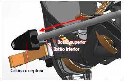 Quando terminar, a cabeça do parafuso estará nivelada com a coluna receptora. 6. Insira cada tubo do suporte do joelho na abertura da coluna receptora adequada.