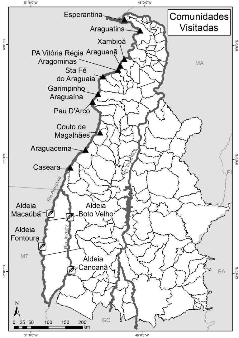 82 Figura 1- Localização das comunidades pesqueiras visitadas no lado tocantinense do rio Araguaia.