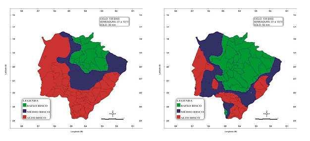 Os produtos gerados neste trabalho poderão auxiliar na definição de outros estudos, principalmente, nas áreas caracterizadas de alto risco climático. Figura 2.