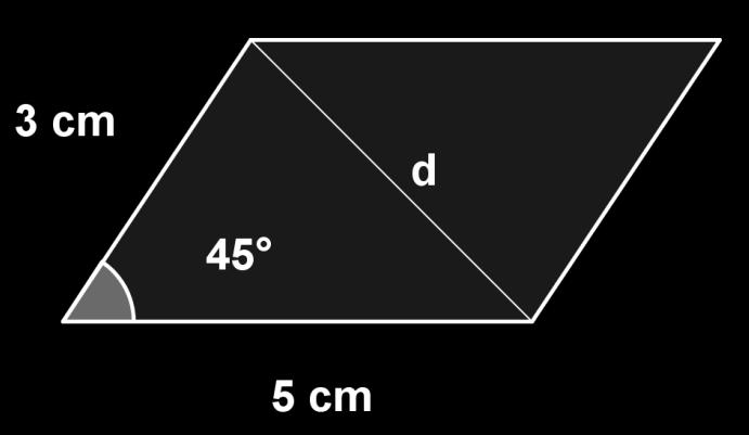 Praticando Solução: π/4 = 45 Para calcular o comprimento da diagonal menor, aplicaremos a lei dos