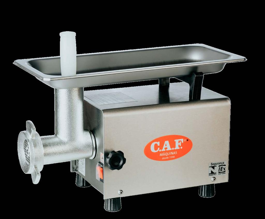 PICADORES DE CARNE Grinders Molino para Carne CAF 5 Inox CAF 8 Informações de uso Inox Os Picadores CAF 5 e CAF 8 Inox, são equipamentos indicados para uso doméstico de grande auxílio na preparação