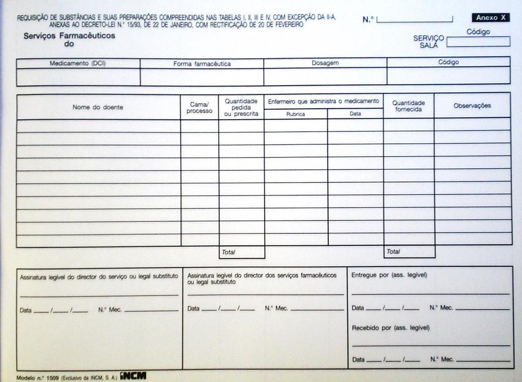 Anexo 7 Documento para requisição de estupefacientes e