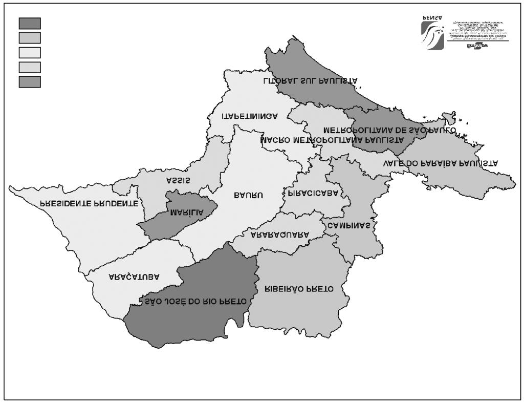 Geotecnologias Aplicadas à Cadeia Produtiva do Leite 131 Fonte: IBGE (2006). Figura 5.12 Produção de leite por mesorregião no Estado de São Paulo em 2004.