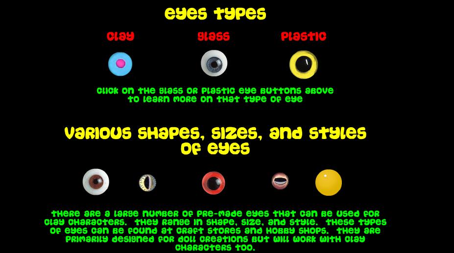 Figura 3. Sub-menu do Clay Animator sobre Tipos de Olhos 3.