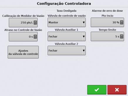7 Configuração da Controladora 17 Em Ajustes da Válvula de Controle (17): Acesse e configure os ajustes da válvula controladora instalada na máquina.