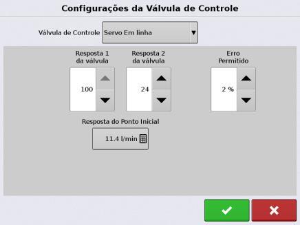 Ajustes de Configuração 7 Configuração da Controladora 18 As agressividades das válvulas são iguais para todos os tipos de válvula servo.