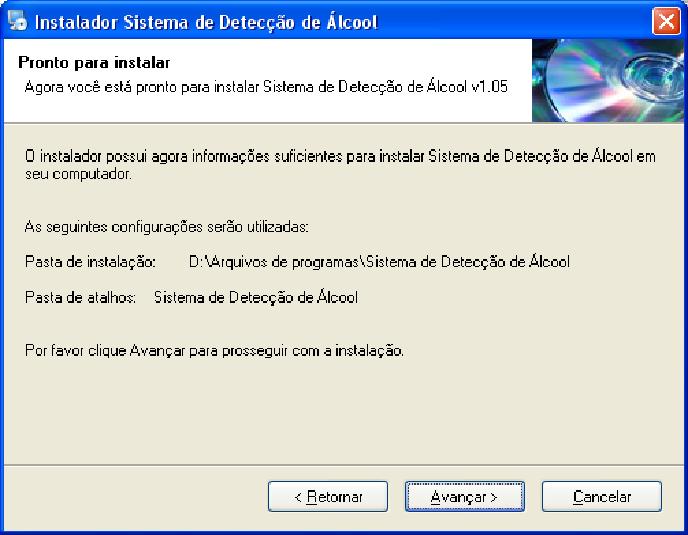 Caso deseje alterar alguma opção, clique em Retornar.